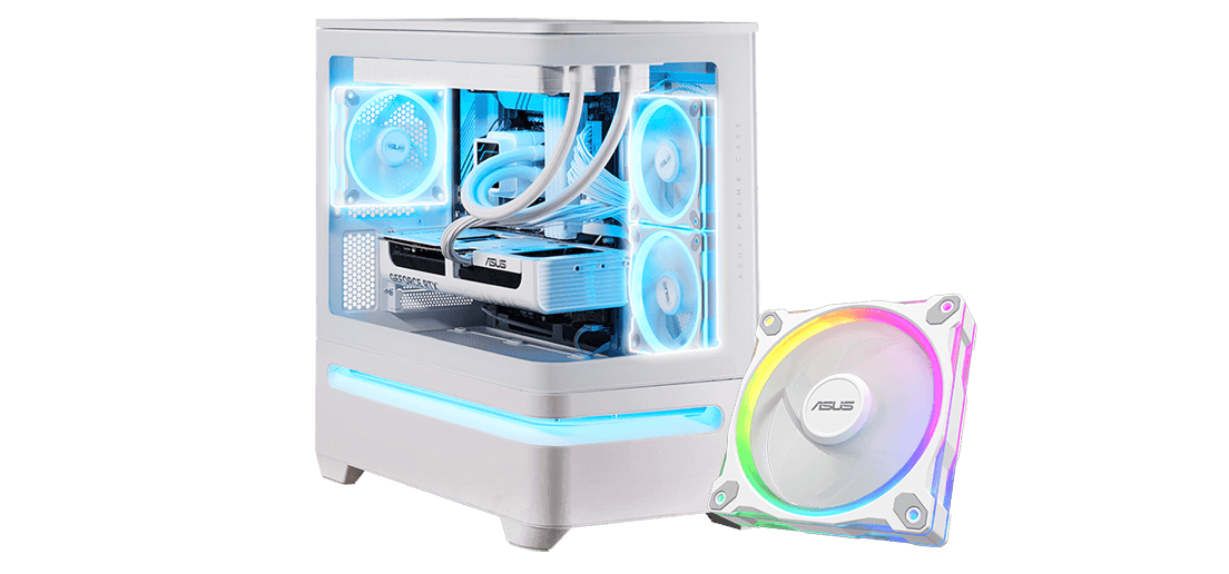 ASUS Prime AP202 TG ARGB Mid Tower Case in White - CCL Computers