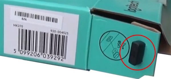 Logitech MK270 USB Receiver Location