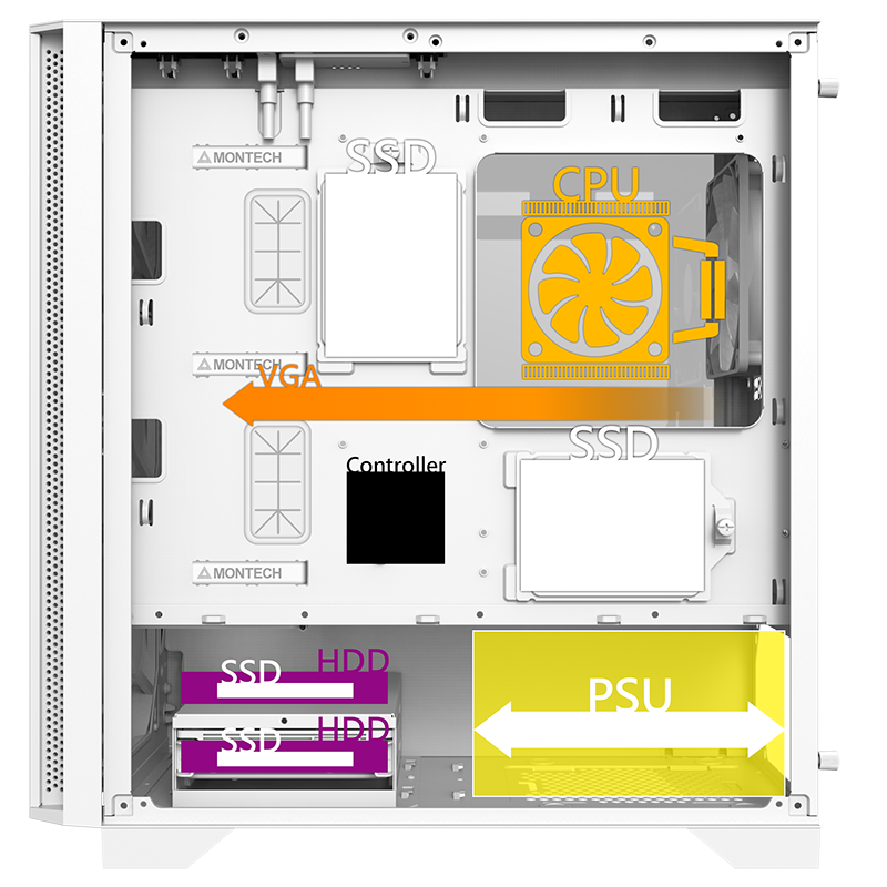 Rear side view showing storage mounting locations.