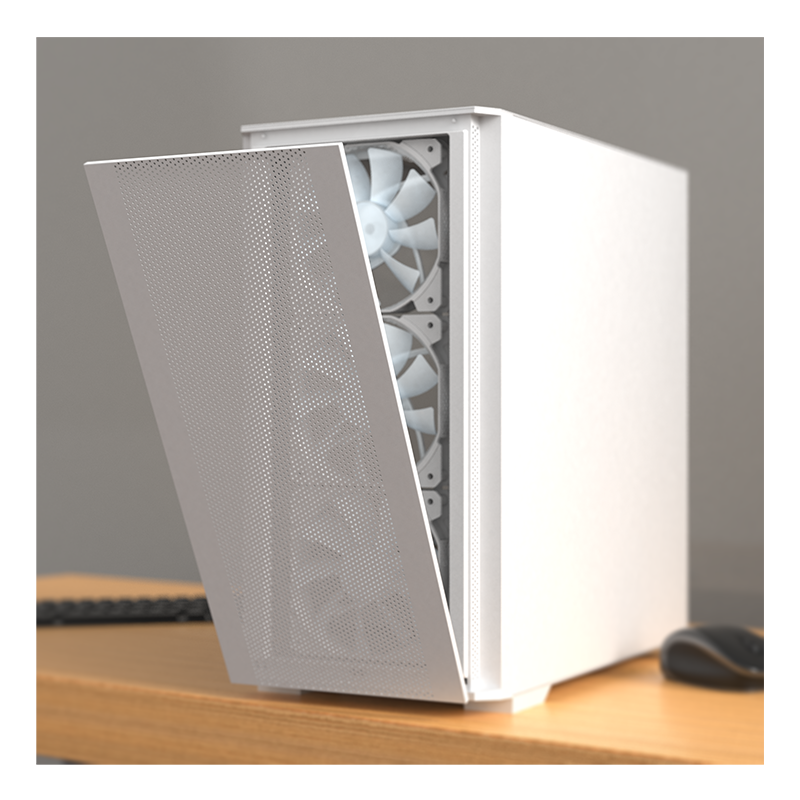 Front view of the AIR 100 ARGB Case with the mesh panel part removed.