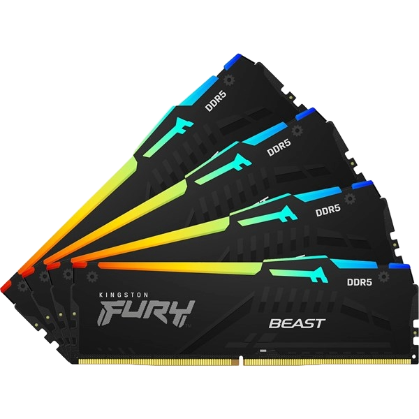 Kingston FURY Beast RGB 128GB DDR5 Desktop Memory Kit, 4 x 32GB