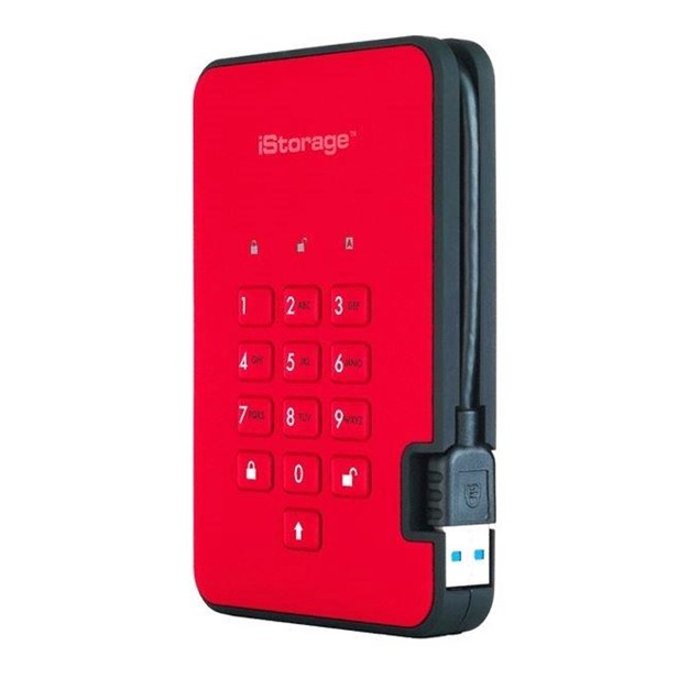 iStorage diskAshur2 (4000GB) Solid State Drive USB 3.1 Encrypted 256-bit (Fiery Red)
