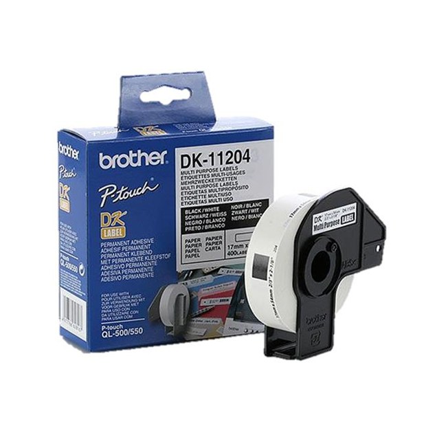 Brother DK Labels DK-11204 (17mm x 54mm) Multi-Purpose Labels (400 Labels)