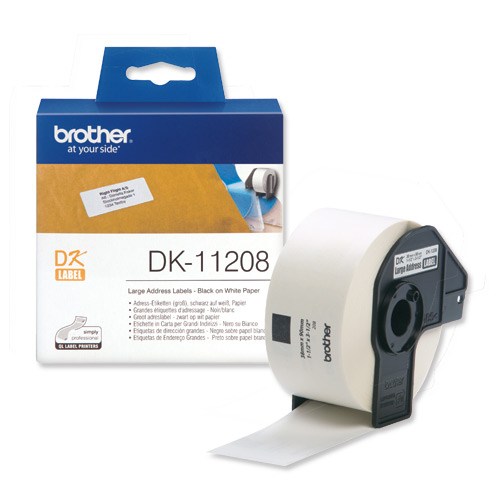 Brother DK-Labels DK-11208 (38mm x 90mm) Large Address Labels (400 Labels)