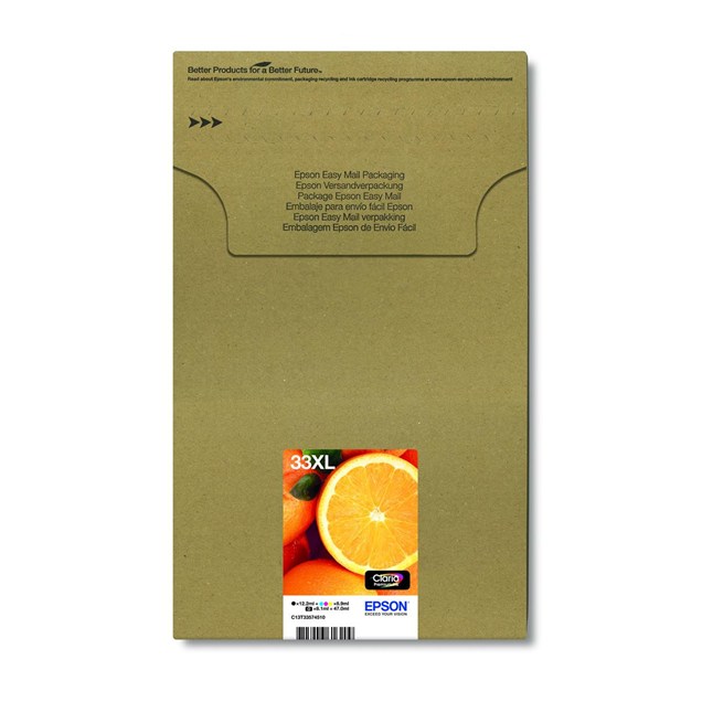 Epson Oranges 33XL (Black 12.2 ml + Photo Black 8.1 ml + Cyan, Magenta, Yellow 8.9 ml) Claria Premium Multipack Ink Cartridges EasyMail Pack for Expression Premium XP-530/XP-630/XP-635/XP-830 Printers