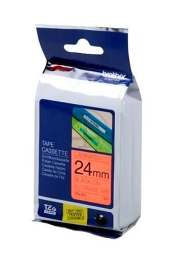 Brother P-touch TZe-B51 (24mm x 8m) Black On Fluorescent Orange Laminated Labelling Tape