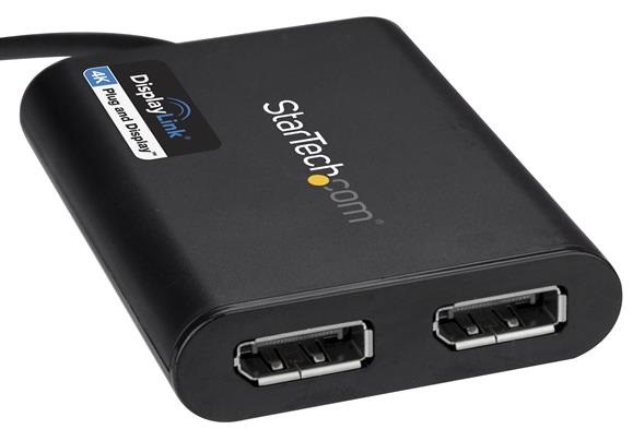 StarTech.com USB-A to Dual DisplayPort Adaptor 4K 60Hz (Black)