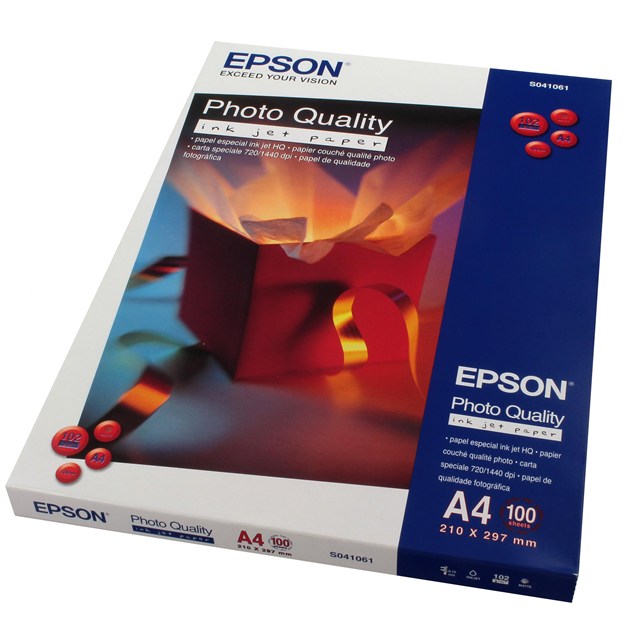 Epson (A4) 102g/m2 Photo Quality Matte Inkjet Max. 1440dpi Paper (White) 1 Pack of 100 Sheets