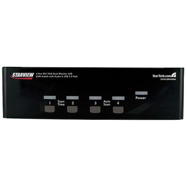 StarTech.com 4-Port DVI VGA Dual Monitor KVM Switch USB with Audio and USB 2.0 Hub