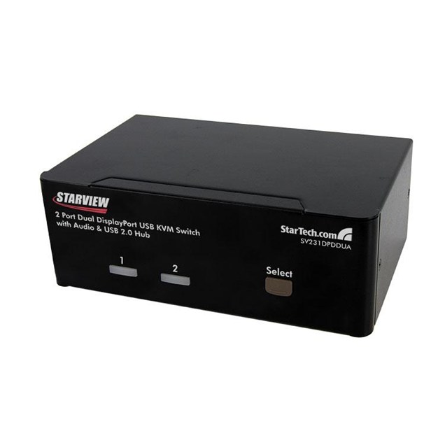 StarTech.com 2-Port Dual DisplayPort USB KVM Switch with Audio and USB 2.0 Hub
