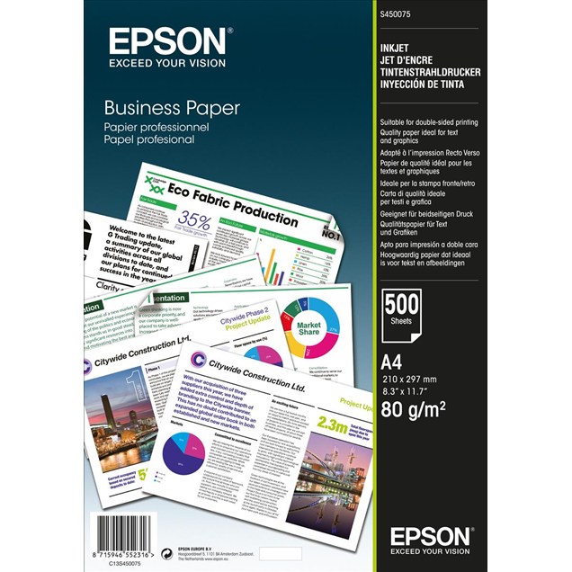 Epson (A4) 80g/m2 Business Paper (1 x Pack of 500 Sheets)