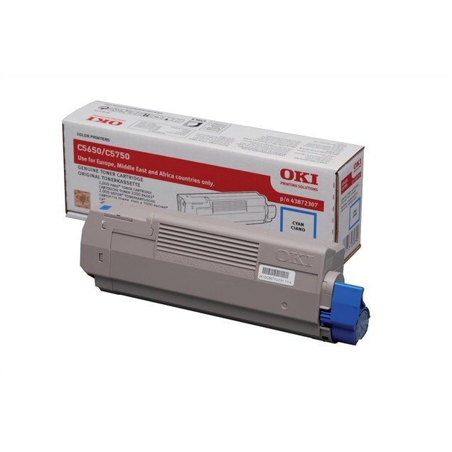 OKI 43872307 (Yield: 2,000 Pages) Cyan Toner Cartridge