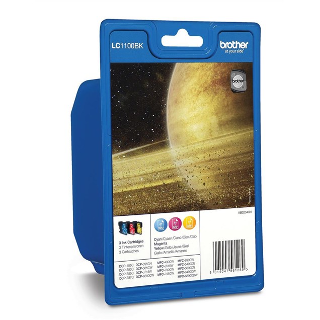 Brother LC1100 Rainbow Pack Ink Cartridges Cyan/Magenta/Yellow (Yield: 325 Pages)