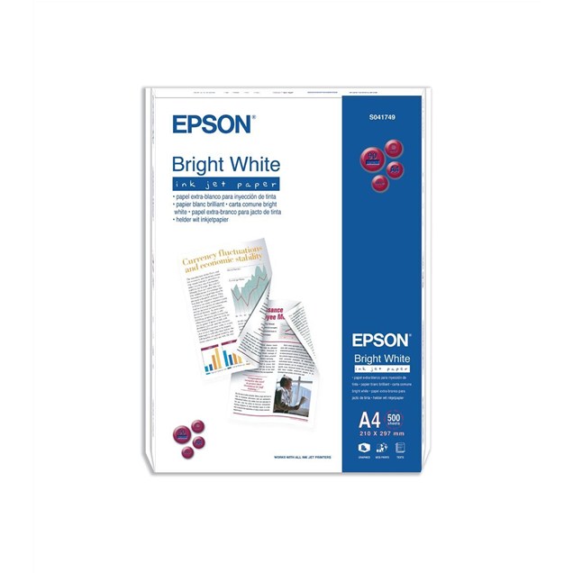 Epson (A4) 90g/m2 Inkjet Paper (Bright White) 1 Pack of 500 Sheets