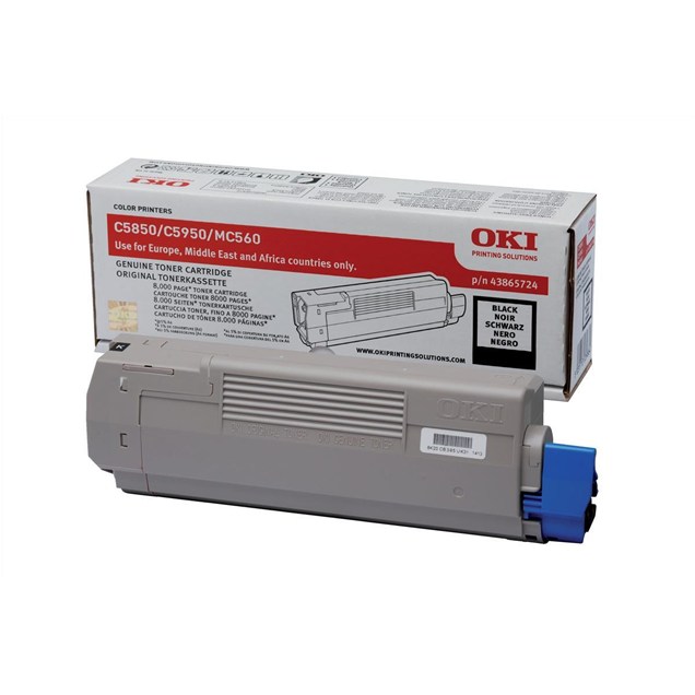 OKI 43865724 (Yield: 8,000 Pages) Black Toner Cartridge