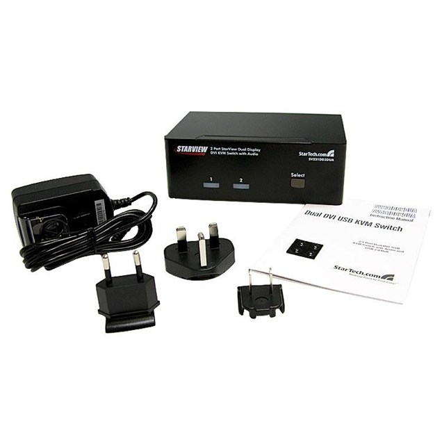 StarTech.com 2-Port Dual DVI USB KVM Switch with Audio and USB 2.0 Hub