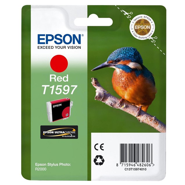 Epson Kingfisher T1597 UltraChrome Hi-Gloss2 Red Ink Cartridge