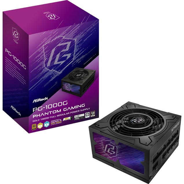 1000W ASRock Phantom Gaming 1000G Modular 80 Plus Gold PSU