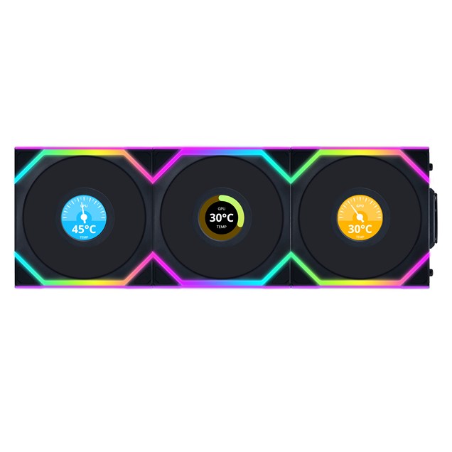 Lian Li UNI FAN SL Wireless LCD 120mm Triple Pack of Fans in Black