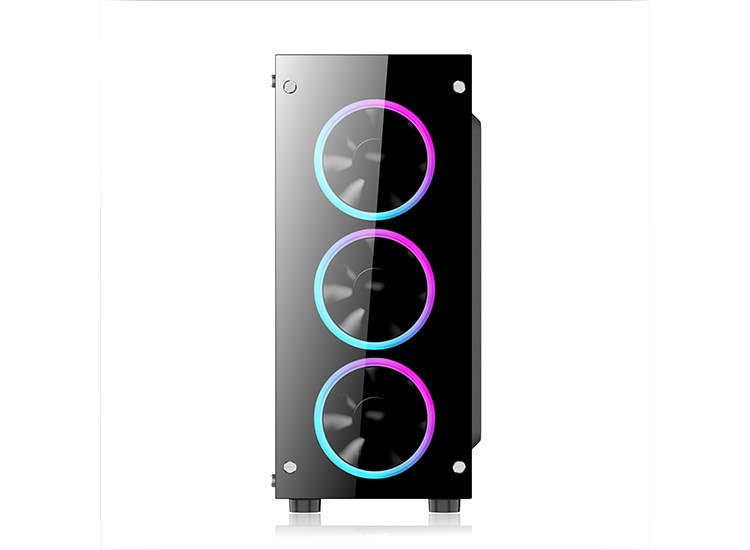 1st Player Fire Dancing V2 Mid Tower Case with 3x RGB Fans *Open Box ...