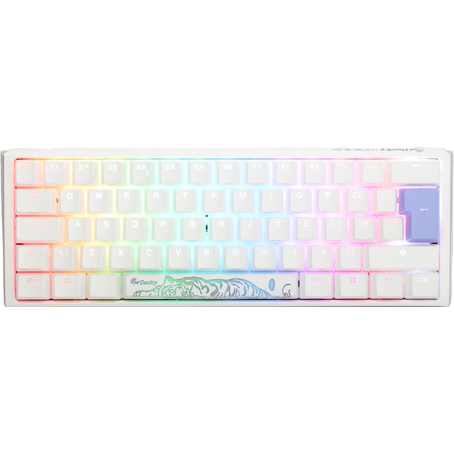 Ducky One 3 Classic Mini Mechanical USB Keyboard in Pure White, 60%, RGB, UK Layout, Cherry MX Silver Switches