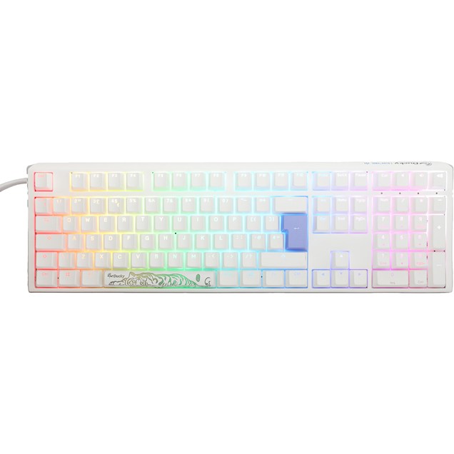 Ducky One 3 Classic Full Size Mechanical Cherry MX Brown RGB USB Keyboard - Pure White