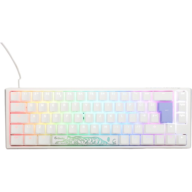 Ducky One 3 Classic SF Mechanical USB Keyboard in Pure White, 65%, RGB, UK Layout, Cherry MX Black Switches