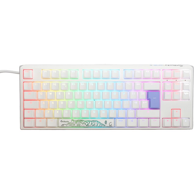 Ducky One 3 Classic TKL Mechanical USB Keyboard in Pure White, Tenkeyless, RGB, UK Layout, Cherry MX Black Switches