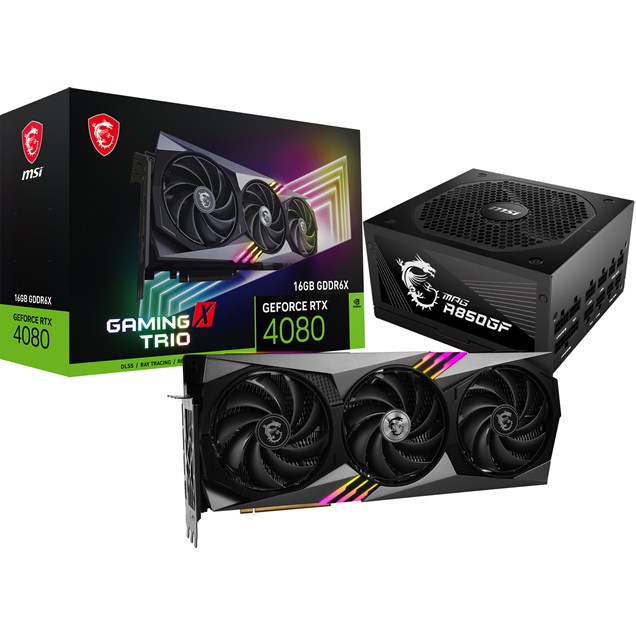 Bundle - MSI GeForce RTX 4080 GAMING X TRIO 16GB Graphics Card and MSI MPG A850GF 850W 80 PLUS Gold PSU