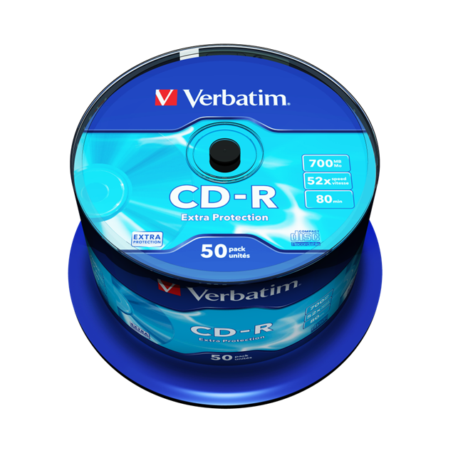 Verbatim 700MB CD-R Extra Protection Discs, 52x, 50 Pack Spindle