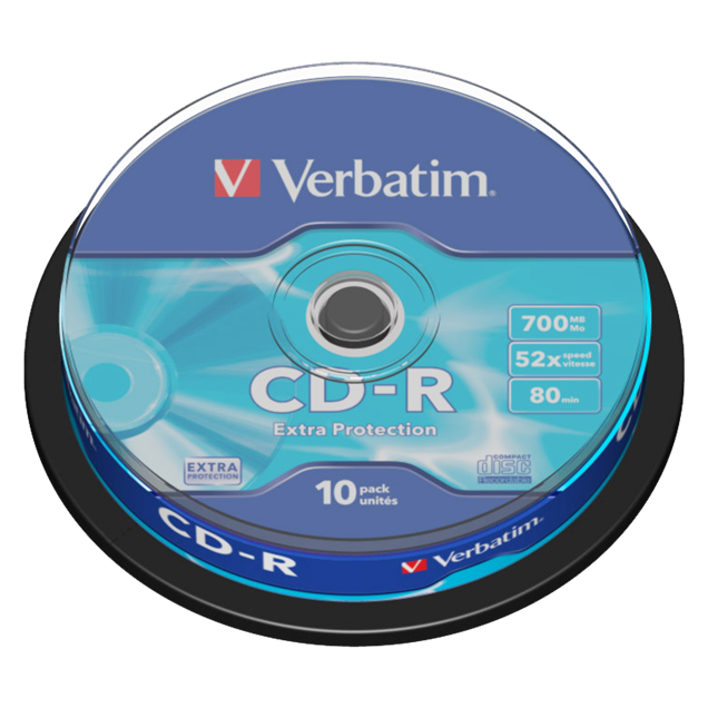 Verbatim 700MB CD-R Extra Protection Discs, 52x, 10 Pack Spindle