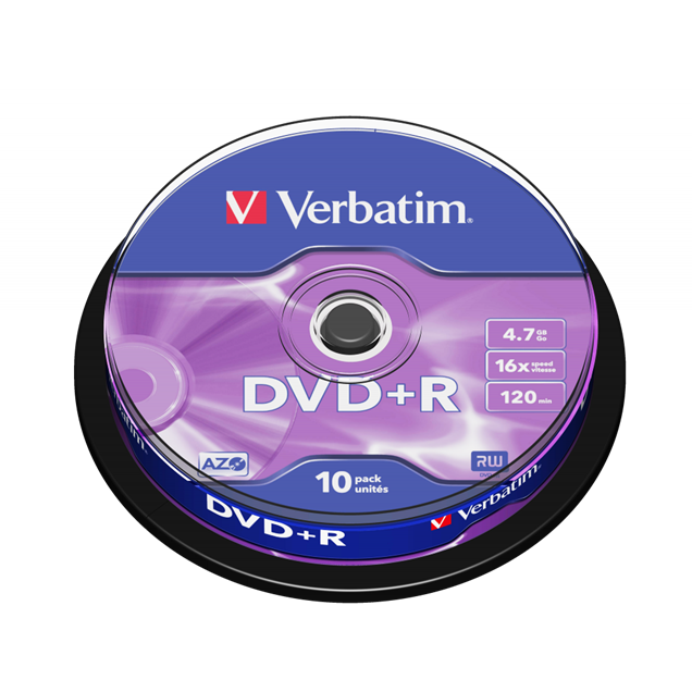 Verbatim 4.7GB DVD+R Discs, 16x, 10 Pack Spindle
