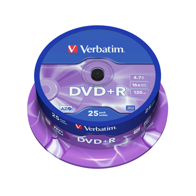 Verbatim 4.7GB DVD+R Discs, 16x, 25 Pack Spindle