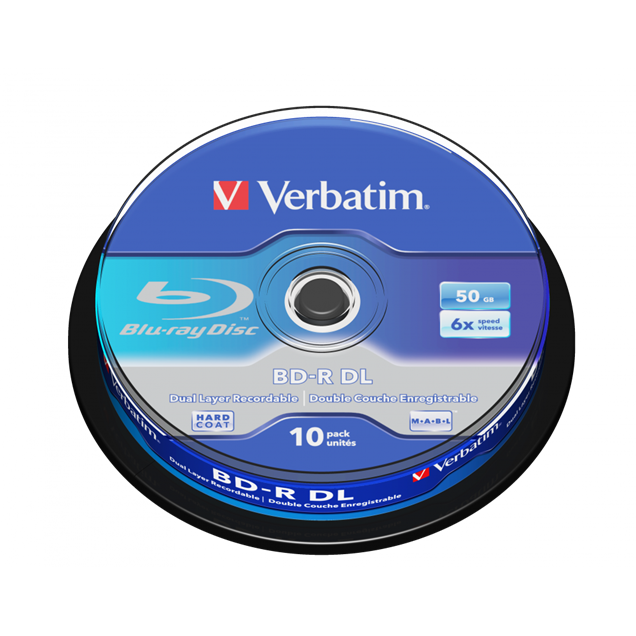 Verbatim 50GB BD-R DL Discs, 6x, 10 Pack Spindle