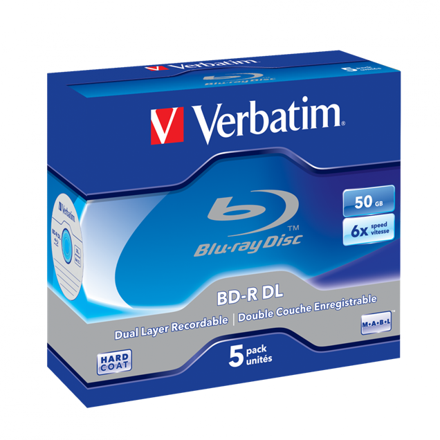 Verbatim 50GB BD-R DL Discs, 6x, 5 Pack Jewel Case