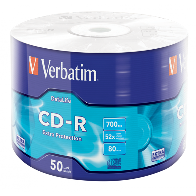 Verbatim 700MB CD-R Extra Protection Discs, 52x, 50 Pack Wrap Spindle