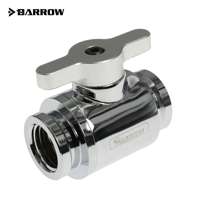 Barrow G1/4 Mini Ball Valve in Shiny Silver with Matt Silver Handle