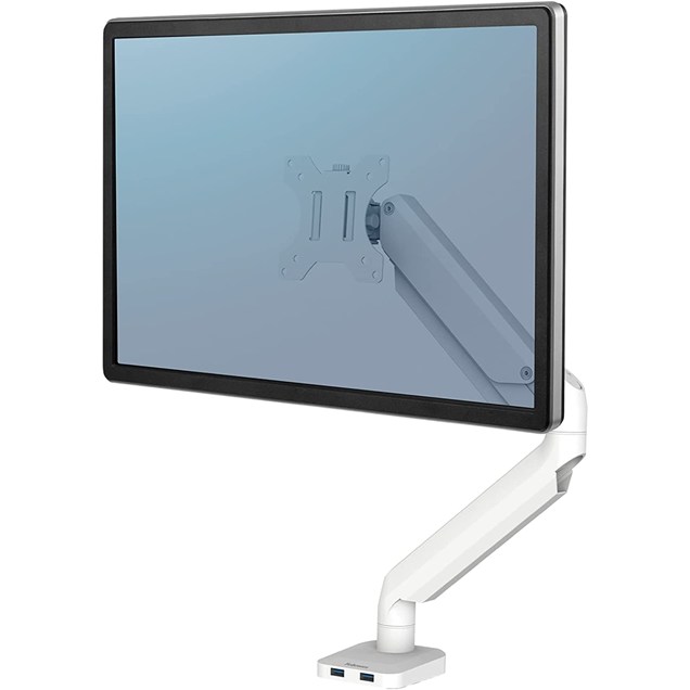 Fellowes Platinum Series Single Monitor Arm in White