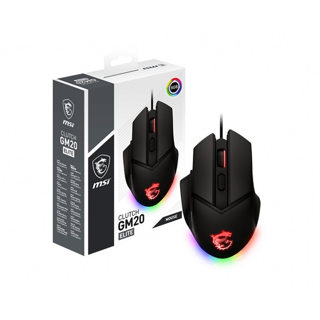 MSI Clutch GM20 Gaming Mouse - USB 2.0 - Optical - 6 Button(s) - Black