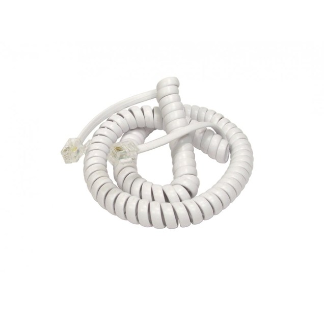 Cables Direct 2m Coiled Telephone Handset Cord, White