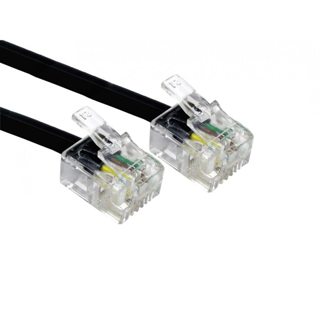 Cables Direct 1m RJ-11 to RJ-11 Modem Cable in Black