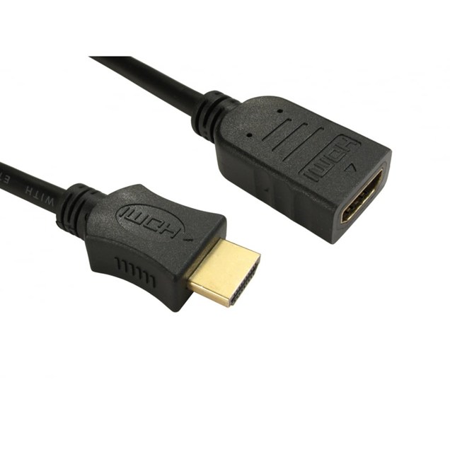 Cables Direct 0.5m HDMI 1.4 High Speed with Ethernet Extension Cable in Black