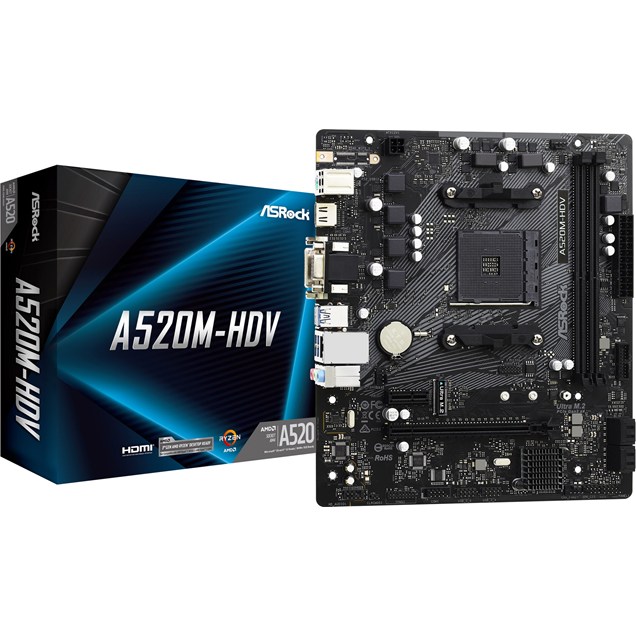 ASRock A520M-HDV mATX Motherboard for AMD AM4 CPUs