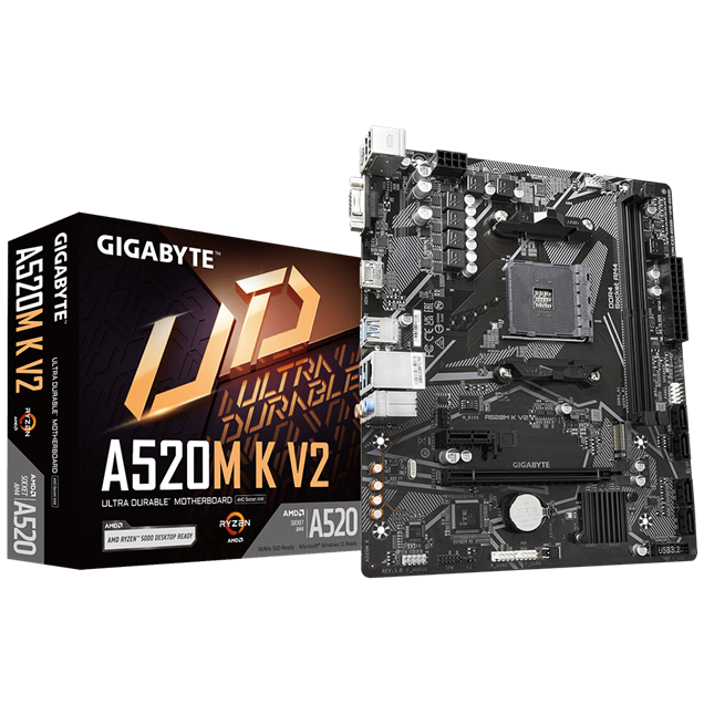 Gigabyte A520M K V2 mATX Motherboard for AMD AM4 CPUs