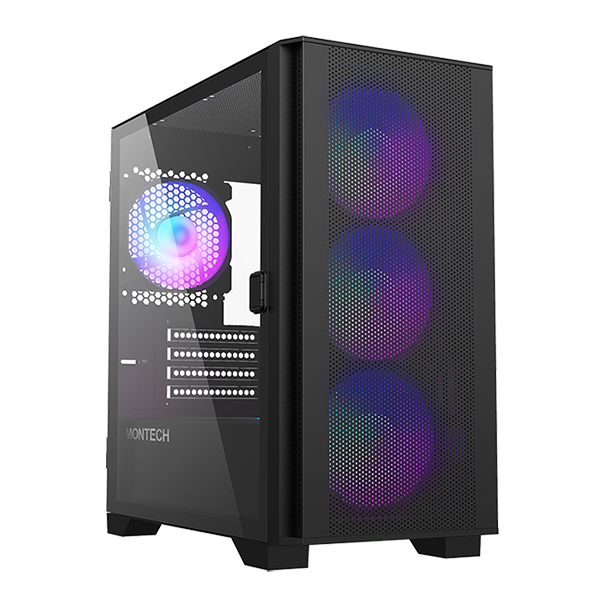 Montech Air 100 ARGB Mid Tower Gaming Case - Black 