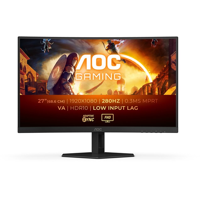 AOC C27G4ZXE 27" Full HD Curved Gaming Monitor - VA, 280Hz, 0.3ms, HDMI, DP