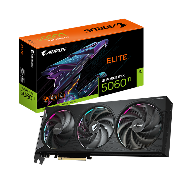 Gigabyte GeForce RTX 5060 Ti Aorus Elite OC 16GB GDDR7 Graphics Card