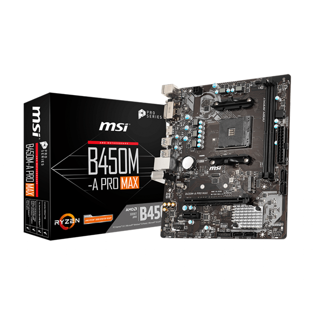 MSI B450M-A PRO MAX mATX Motherboard for AMD AM4 CPUs