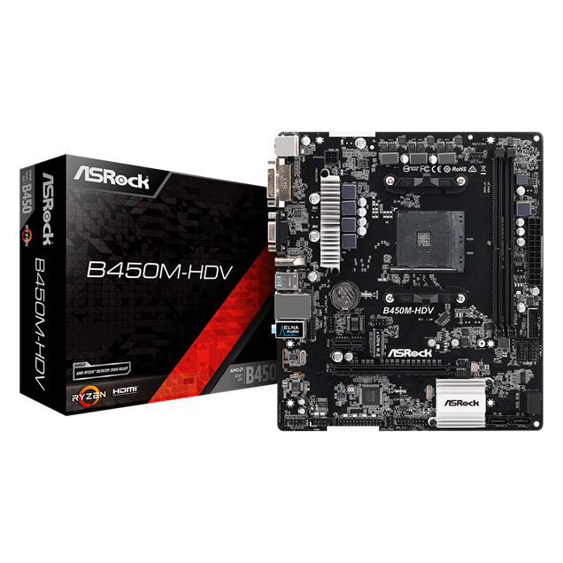 ASRock B450M-HDV mATX Motherboard for AMD AM4 CPUs