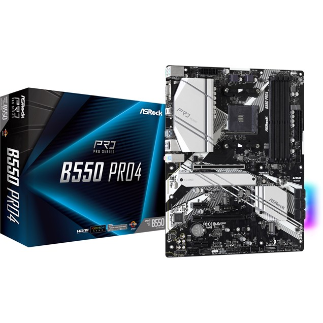 ASRock B550 Pro4 ATX Motherboard for AMD AM4 CPUs
